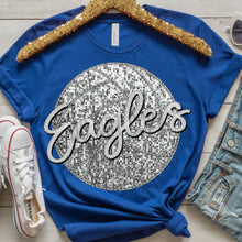 Load image into Gallery viewer, Faux Sequin Sports Ball With Faux Embroidery Hand Lettered Mascot Name Customization