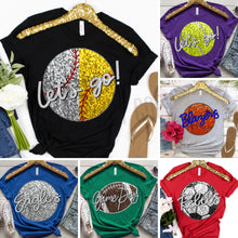 Load image into Gallery viewer, Faux Sequin Sports Ball With Faux Embroidery Hand Lettered Mascot Name Customization