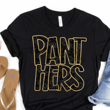 Load image into Gallery viewer, Assorted Teams Black & Vegas Gold Faux Embroidery &  Sequins Direct To Film (DTF) Transfers