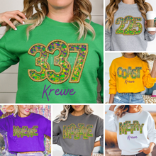 Load image into Gallery viewer, Assorted Bling Blur Mardi Gras KBD OG Filled Embroidery Direct To Film (DTF) Transfers