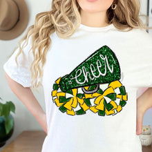 Load image into Gallery viewer, Assorted Cheer Megaphone and Poms Glitter Direct To Film (DTF) Transfers