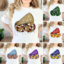 Load image into Gallery viewer, Assorted Cheer Megaphone and Poms Glitter Direct To Film (DTF) Transfers