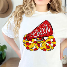 Load image into Gallery viewer, Assorted Cheer Megaphone and Poms Glitter Direct To Film (DTF) Transfers