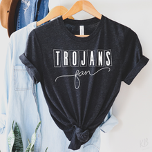 Load image into Gallery viewer, Trojans Fan Low Heat Single Color WHITE Screen Print RTS