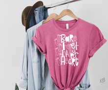 Load image into Gallery viewer, Bare Feet Happy Heart Single Color WHITE Super Soft High Heat Screen Print RTS