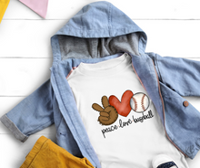Load image into Gallery viewer, Peace Love Baseball Mitt High Heat Full Color Super Soft Screen Print RTS