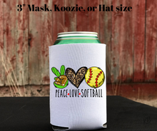 Load image into Gallery viewer, Peace, Love, Softball High Heat Full Color Soft Screen Print RTS