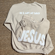 Load image into Gallery viewer, JESUS He’s Got My Back DUO Pufflite Low Heat Single Color WHITE Screen Print RTS