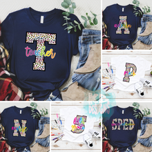 Load image into Gallery viewer, Assorted Bright Leopard Letter Title or Grade Direct To Film (DTF) Transfer