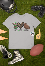 Load image into Gallery viewer, Peace Love Football High Heat Full Color Super Soft Screen Print RTS