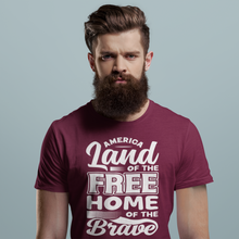 Load image into Gallery viewer, America: Land Of The Free; Home Of The Brave Single Color WHITE Super Soft High Heat Screen Print RTS