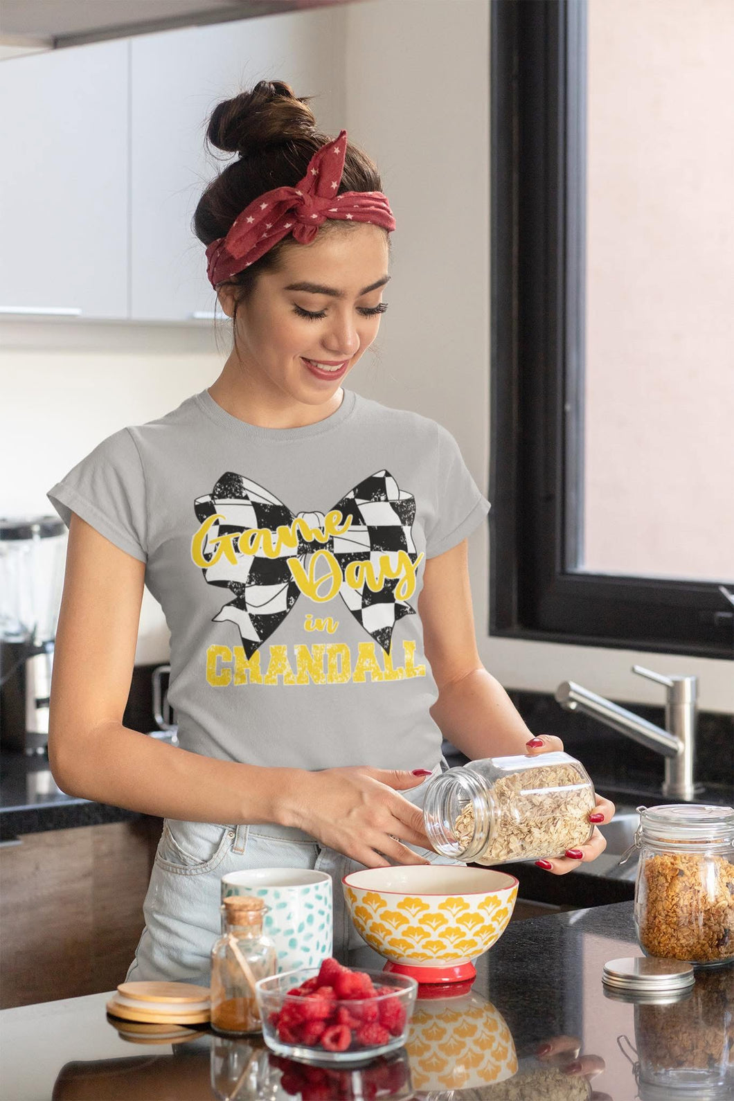 KBD OG Checkered Game Day Bow CRANDALL Yellow Gold, Black and White