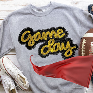 KBD OG Faux Sequin & Embroidery GAMEDAY Yellow Gold and Black
