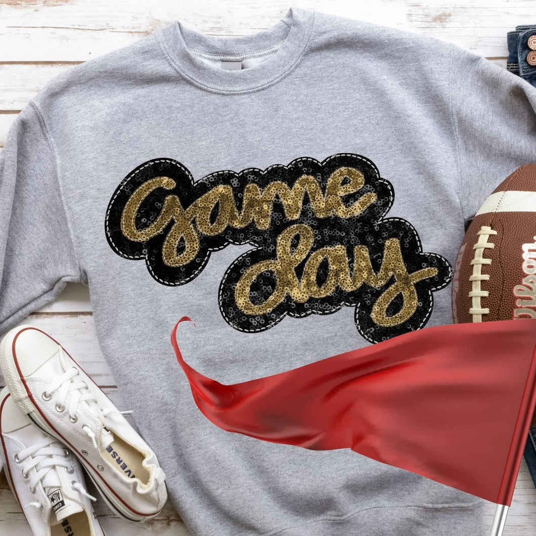 KBD OG Faux Sequin & Embroidery GAMEDAY Vegas Gold and Black
