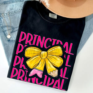 KBD OG Bow Stack PRINCIPAL Hot Pink Words and Pencil