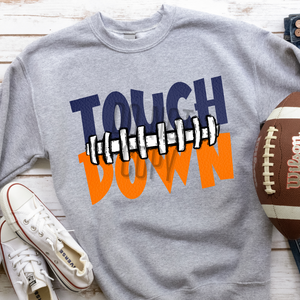 Touch Down Football Seams Navy & Orange