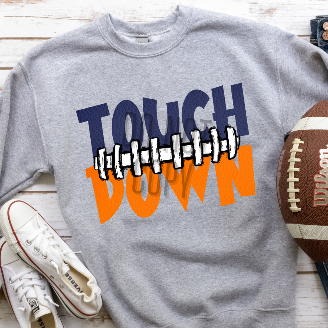 Touch Down Football Seams Navy & Orange