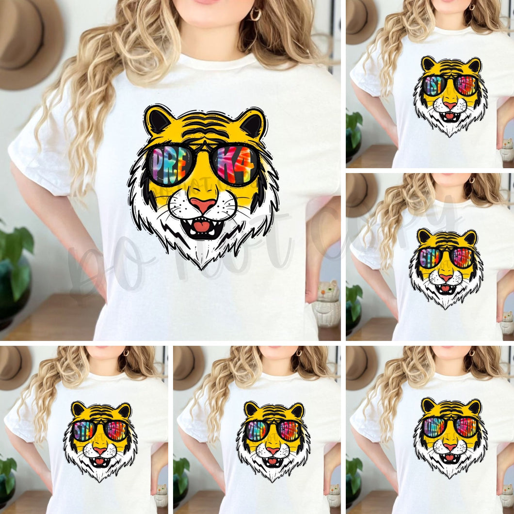 TIGER Tie Die Aviator Mascots Direct To Film (DTF) Transfers
