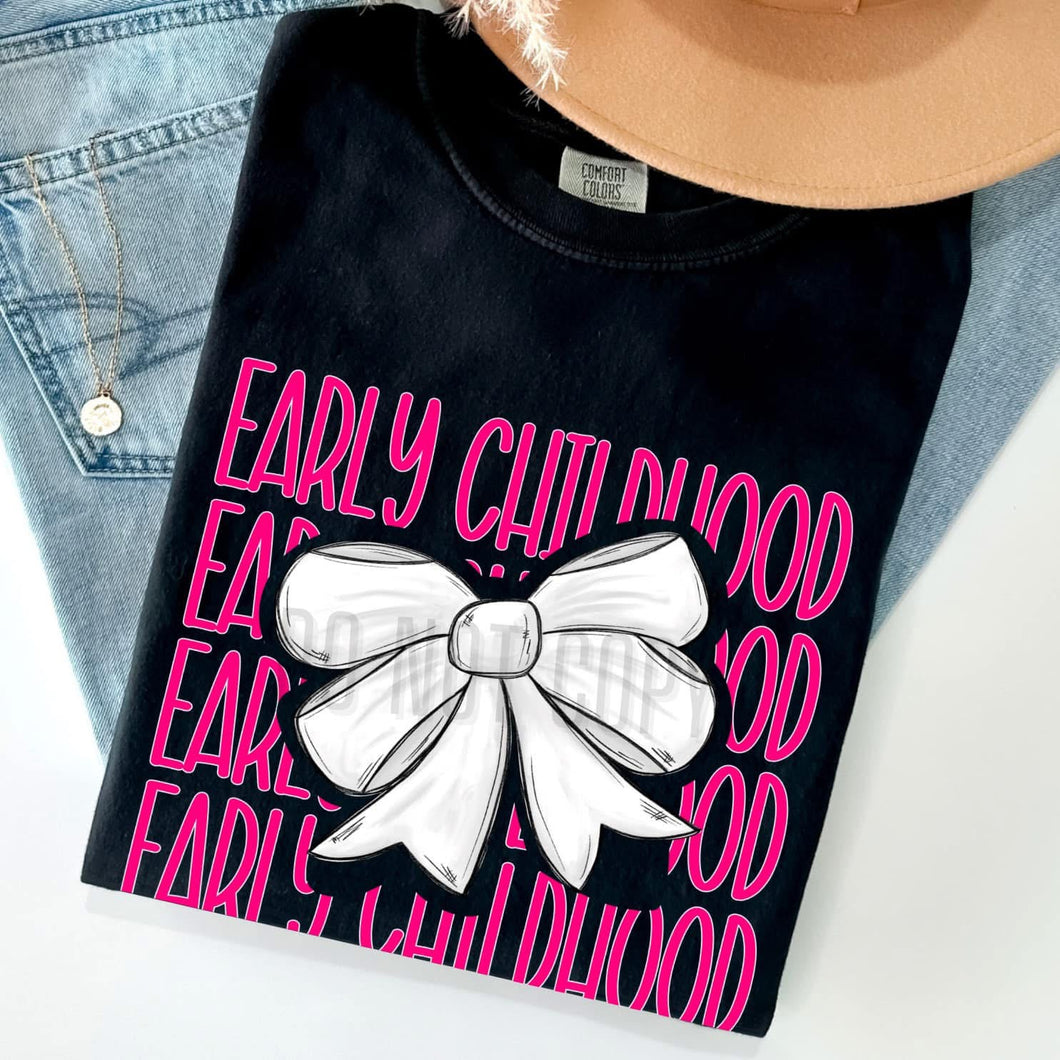 KBD OG Bow Stack EARLY CHILDHOOD Hot Pink and White