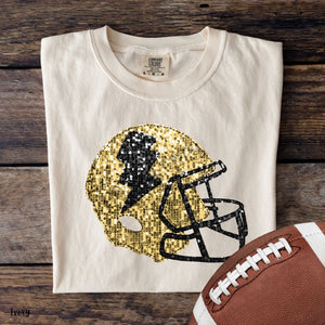 Assorted Faux Sequin Football Helmets Direct To Film (DTF) Transfers