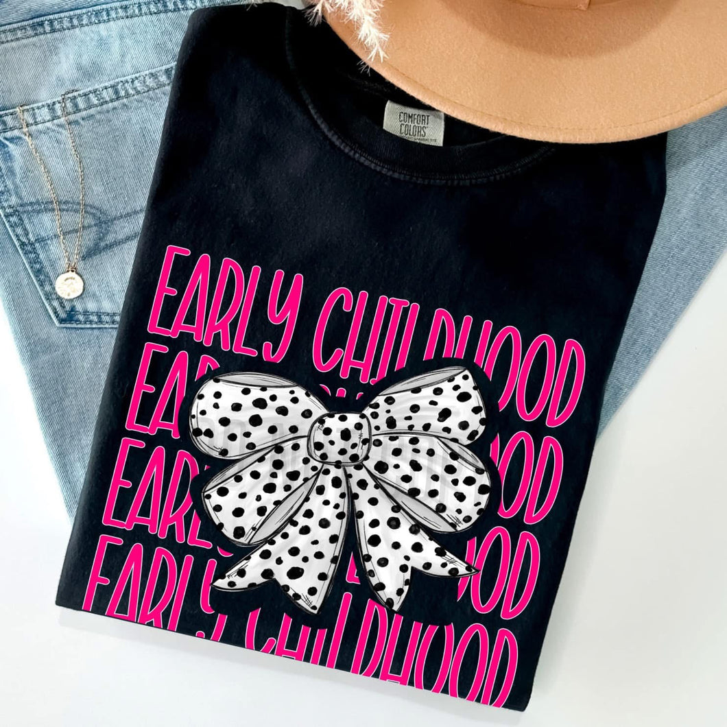 KBD OG Bow Stack EARLY CHILDHOOD Hot Pink and Dalmatian