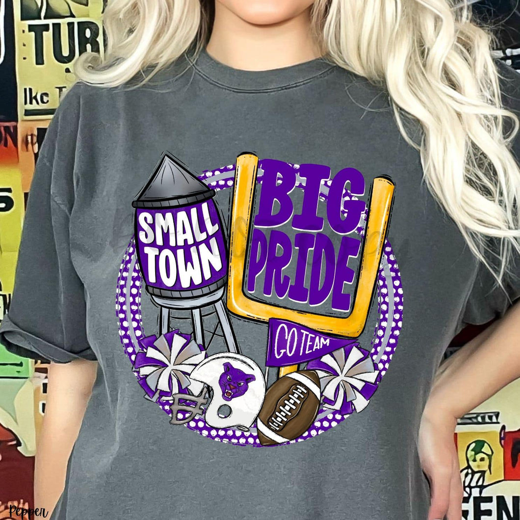 KBD OG Small Town Big Pride Football PANTHERS Purple and White