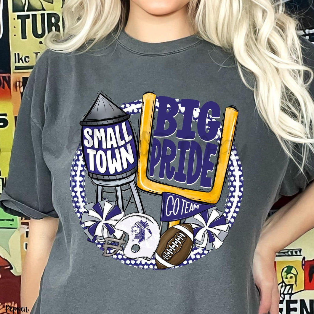 KBD OG Small Town Big Pride Football BUCS Blue, White and Grey