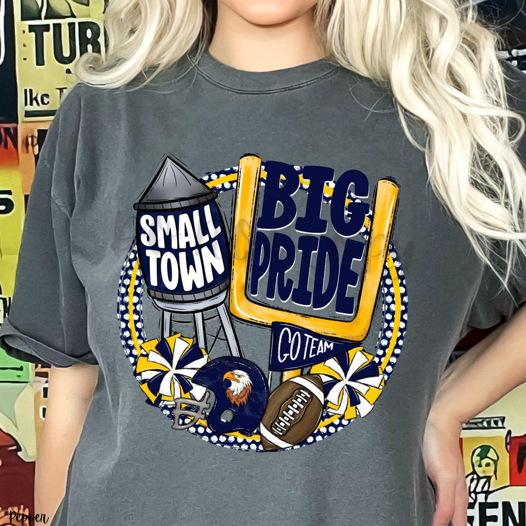 KBD OG Small Town Big Pride Football EAGLES Navy, Yellow and White