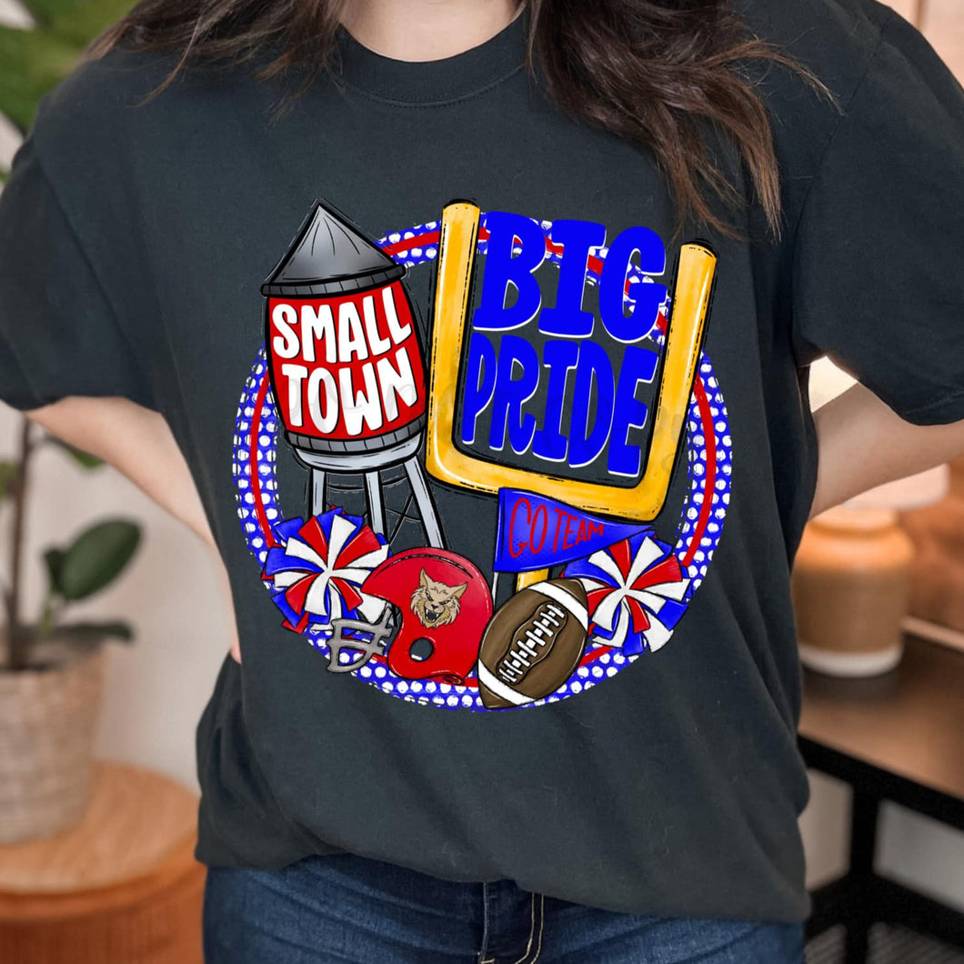 KBD OG Small Town Big Pride Football BOBCATS Red, White and Blue