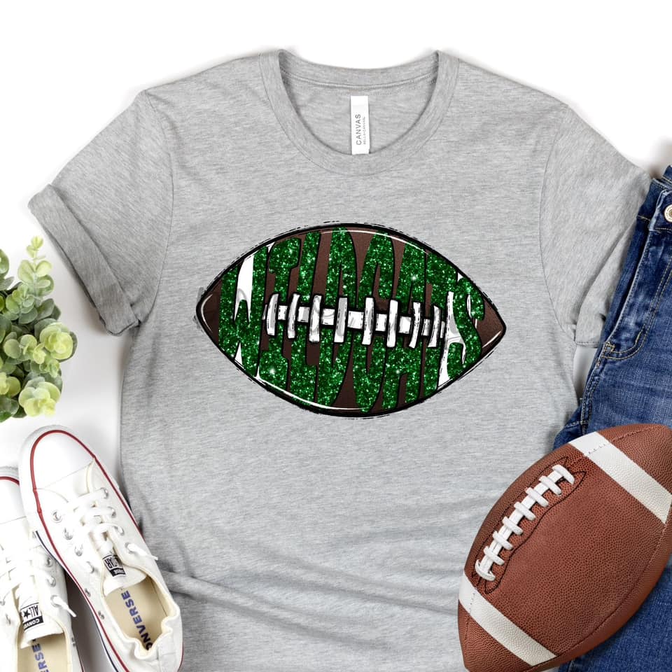 WILDCATS  Inlay Football Kelly Green Glitter Digital Downloads