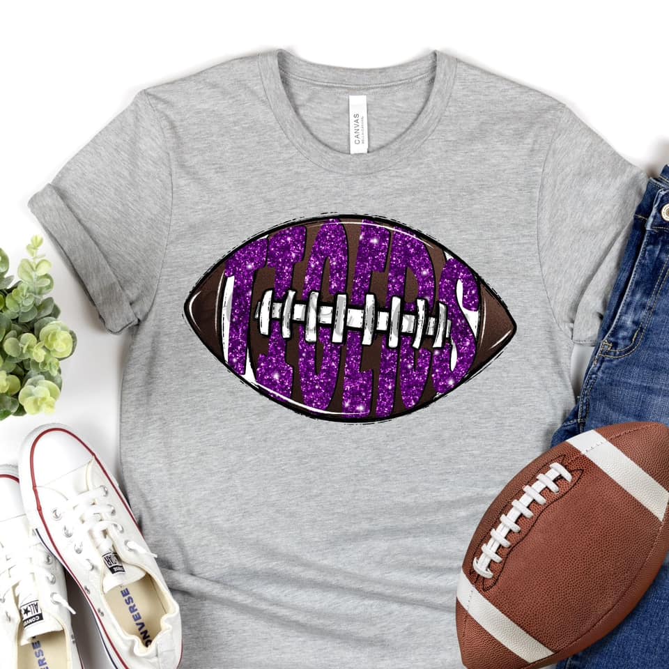 TIGERS Inlay Football Purple Glitter Digital Downloads