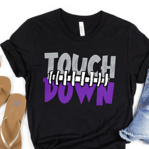 Touch Down Football Seams Grey & Purple