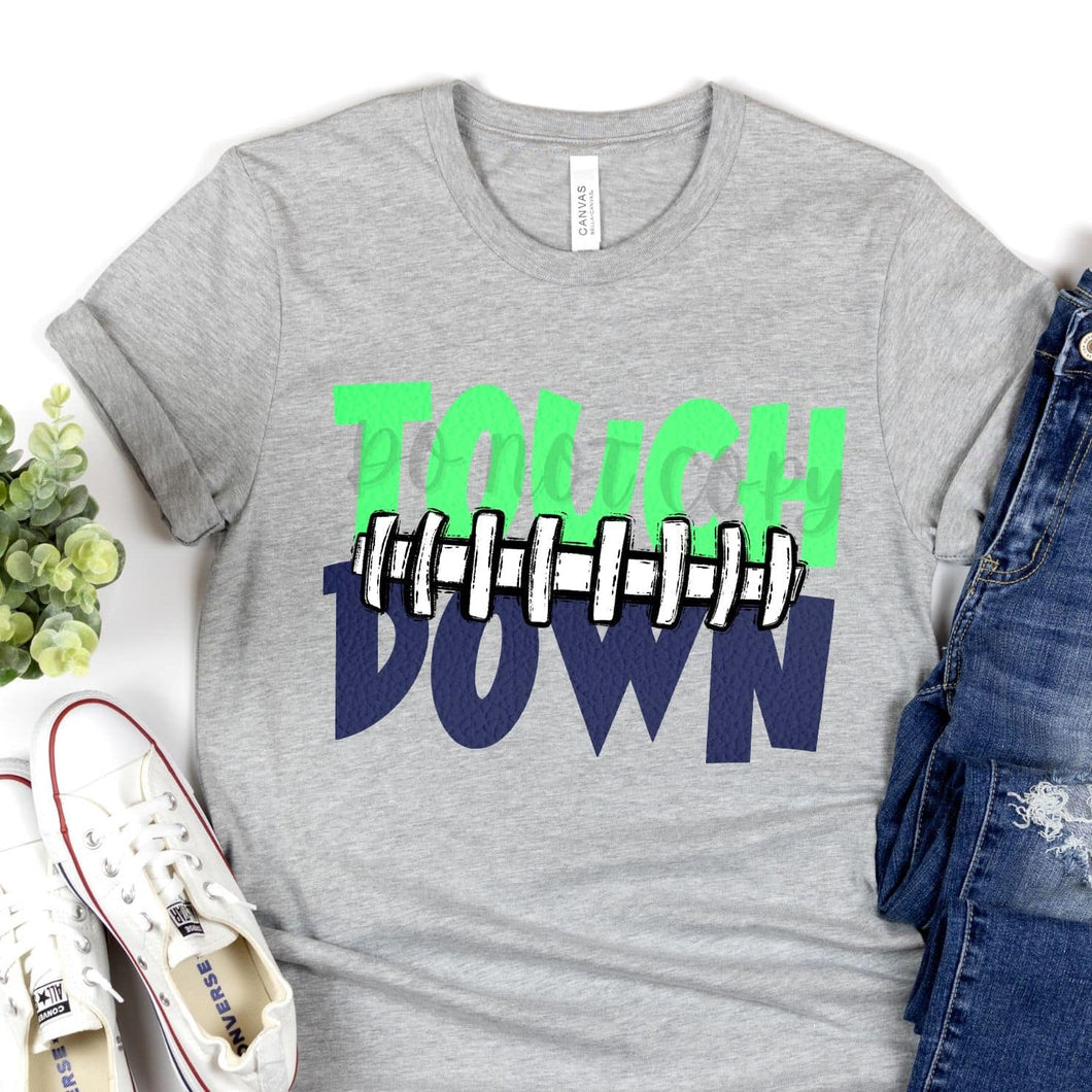 Touch Down Football Seams Lime Green & Navy