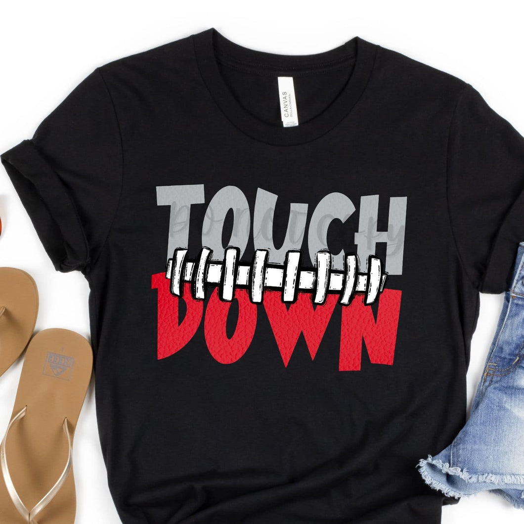 Touch Down Football Seams Grey & Red
