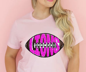 LIONS Inlay Football Hot Pink Glitter Digital Downloads