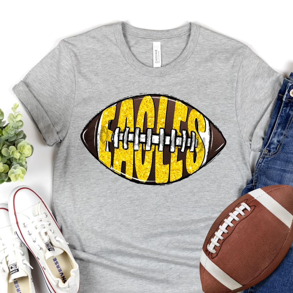 EAGLES Inlay Football Yellow Gold Glitter Digital Downloads