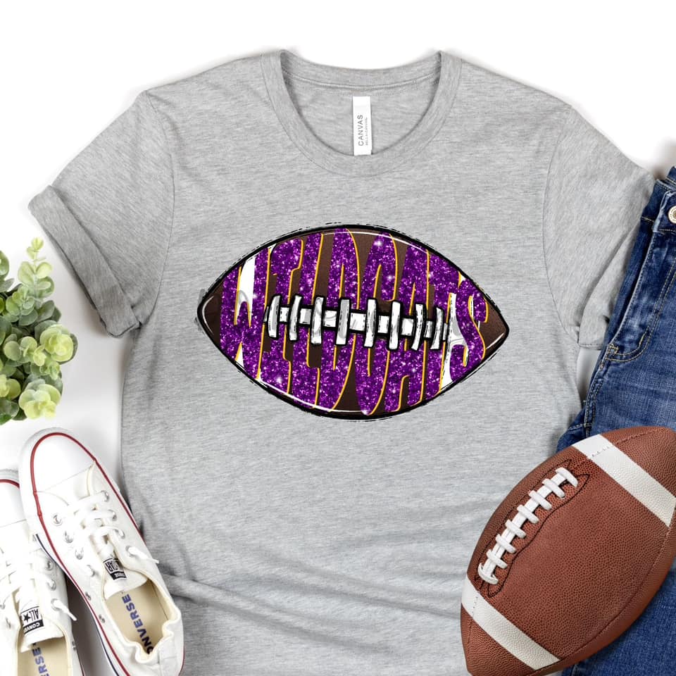 WILDCATS Inlay Football Purple Glitter Digital Downloads