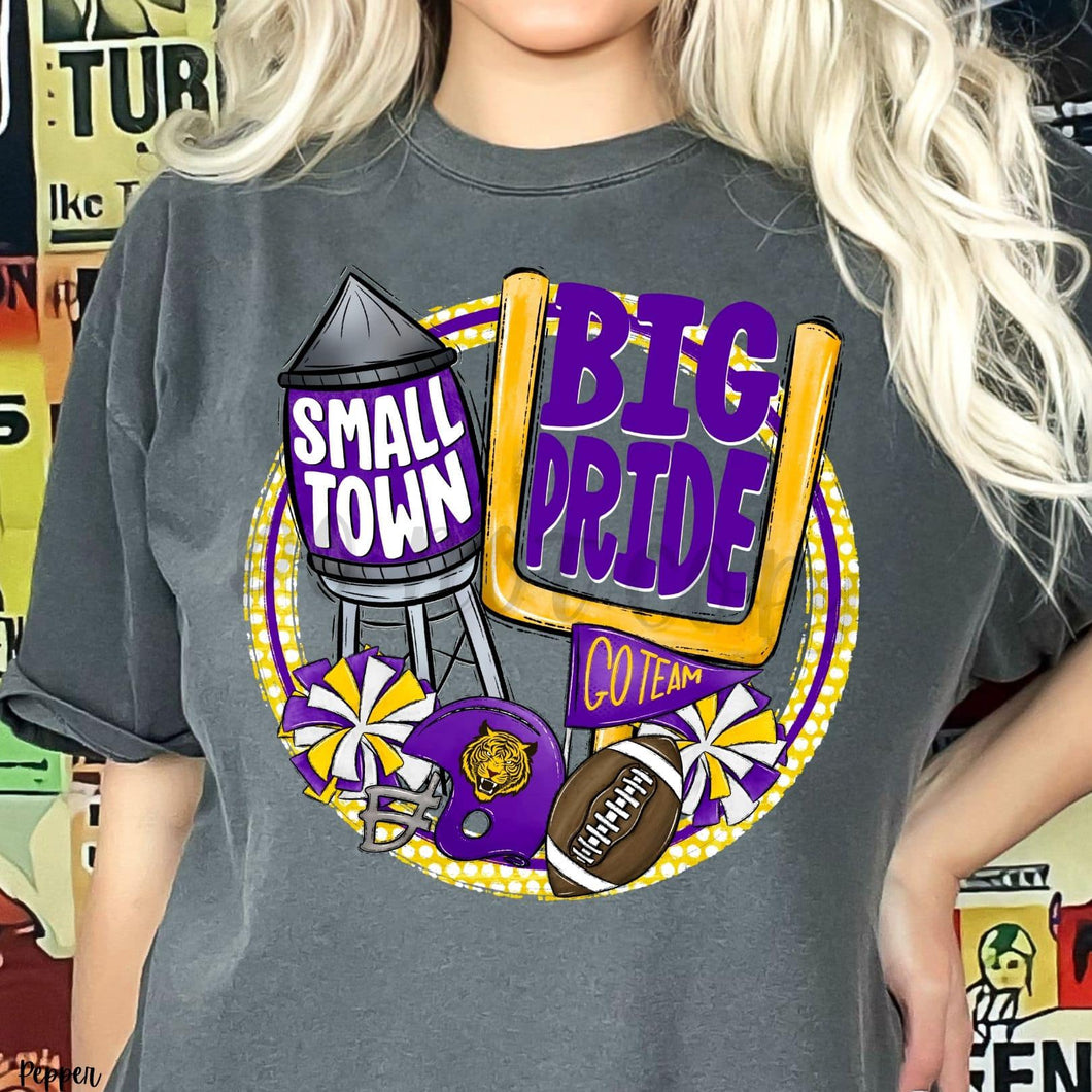 KBD OG Small Town Big Pride Football TIGERS Purple and Gold