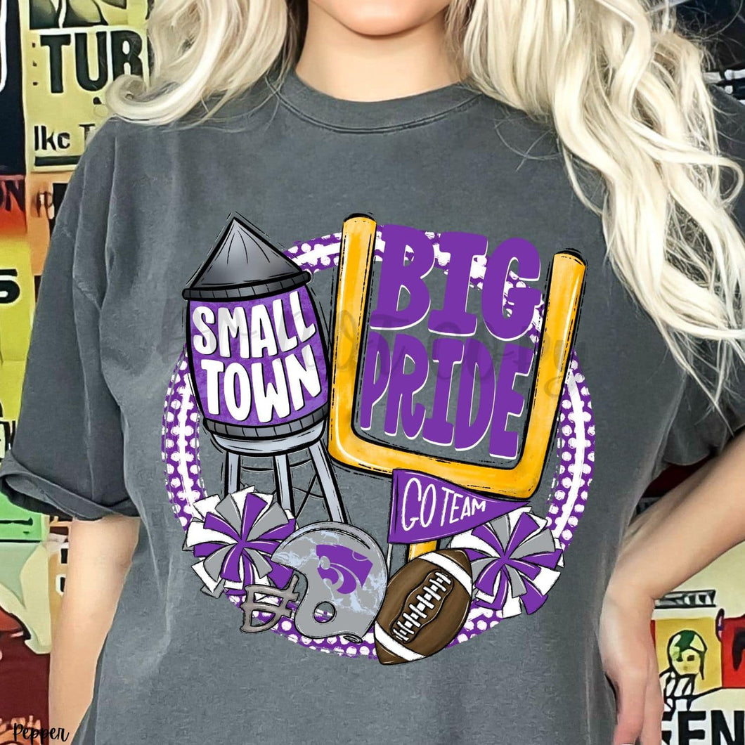KBD OG Small Town Big Pride Football WILDCATS Light Silver, Purple