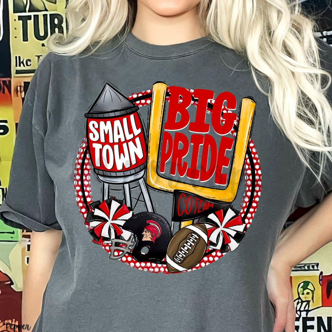 KBD OG Small Town Big Pride Football TROJANS Red, White and Black