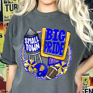 KBD OG Small Town Big Pride Football TROJANS Royal and Yellow