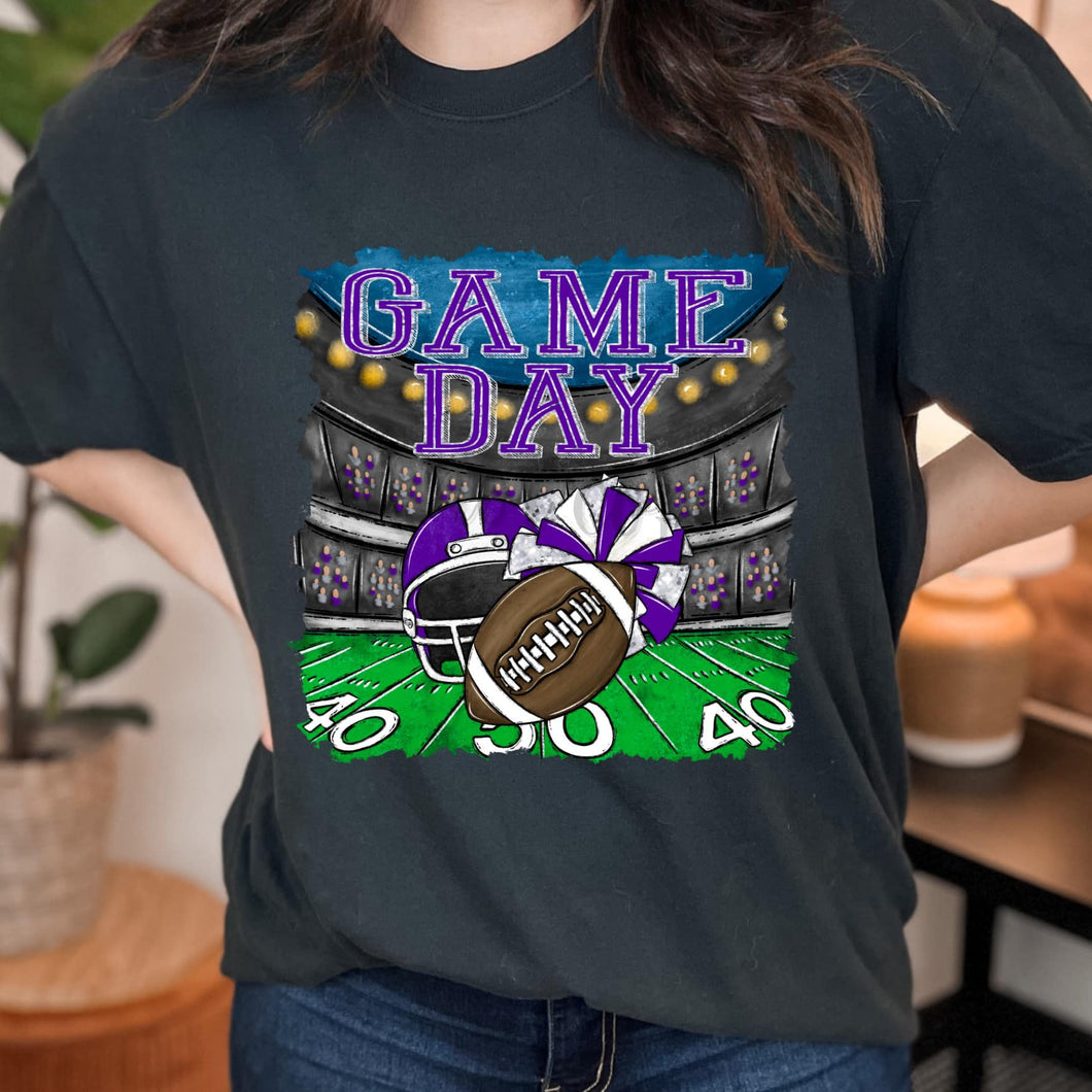 GAME DAY Stadium Purple, White and Silver Glitter Digital Download