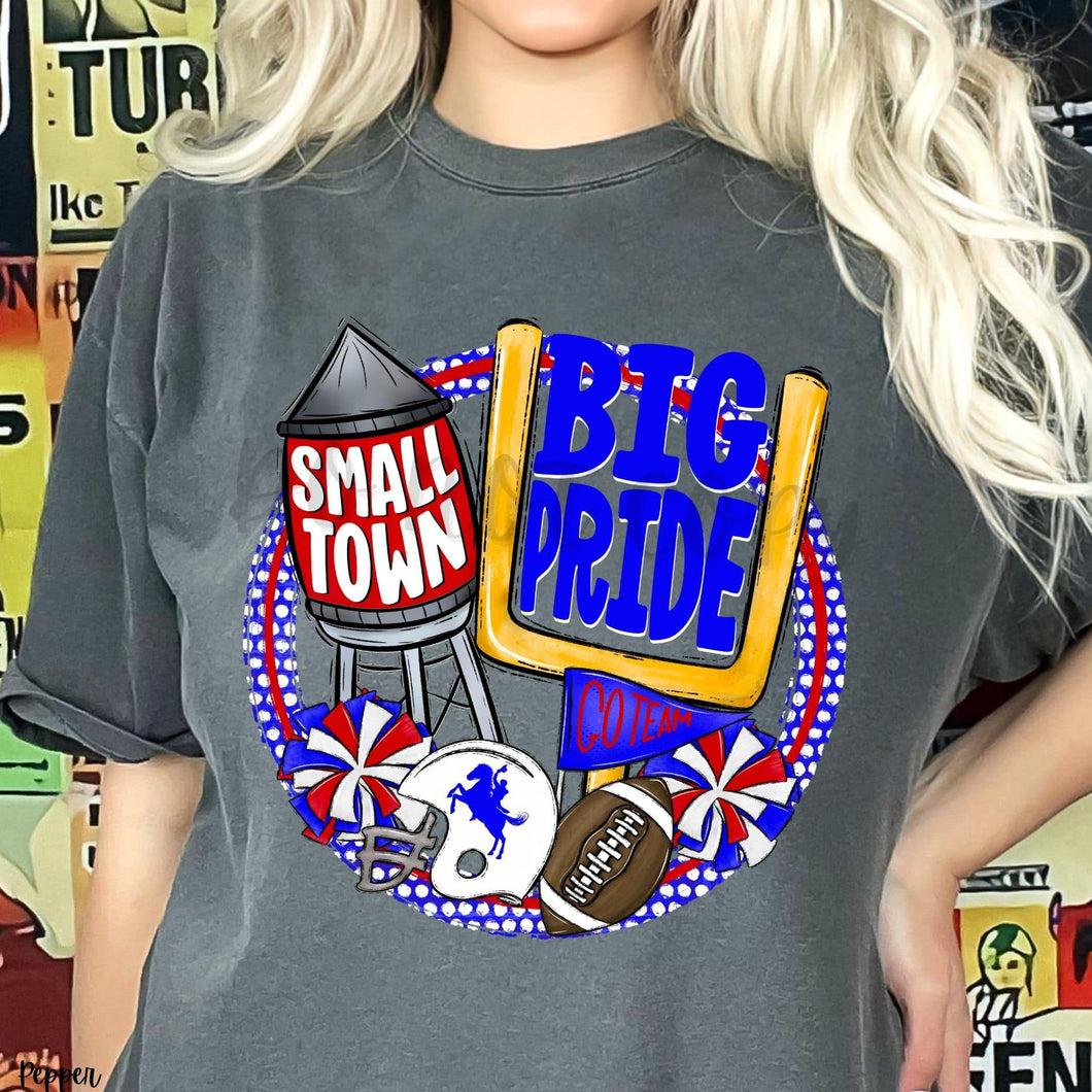 KBD OG Small Town Big Pride Football COWBOYS Red, Royal and White