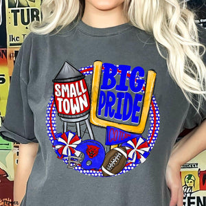 KBD OG Small Town Big Pride Football BEARKATZ Royal, Red and White
