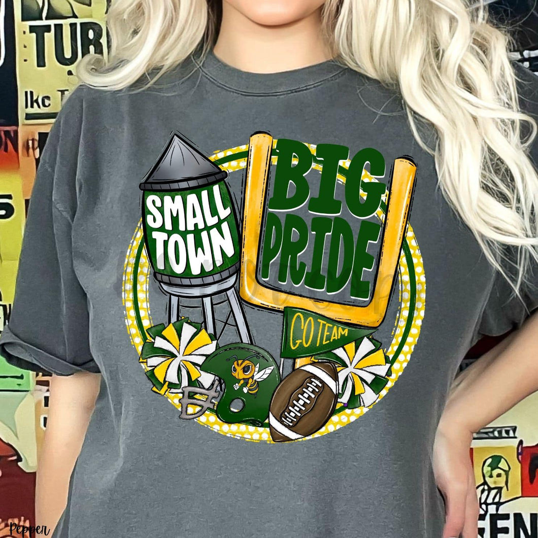 KBD OG Small Town Big Pride Football HORNETS Green and Gold