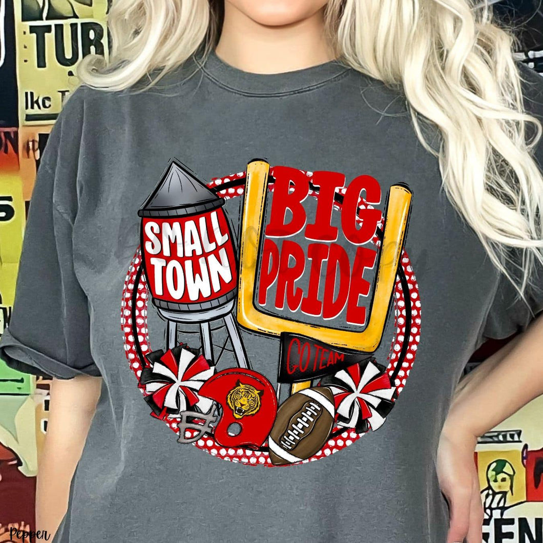 KBD OG Small Town Big Pride Football TIGER Red, White and Black