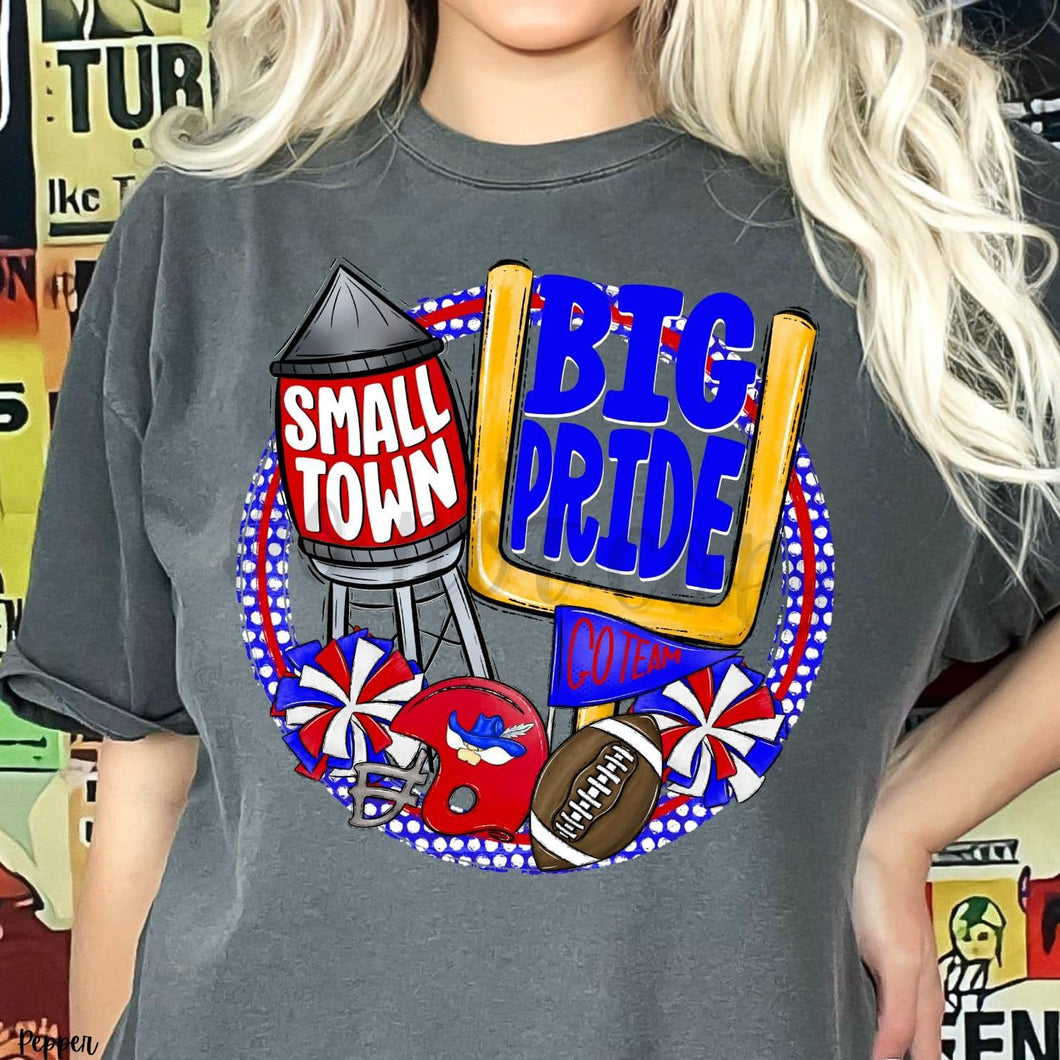 KBD OG Small Town Big Pride Football REBELS / COLONELS  Red, White and Blue