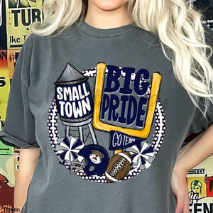 KBD OG Small Town Big Pride Football BULLDOGS Navy, Grey and White