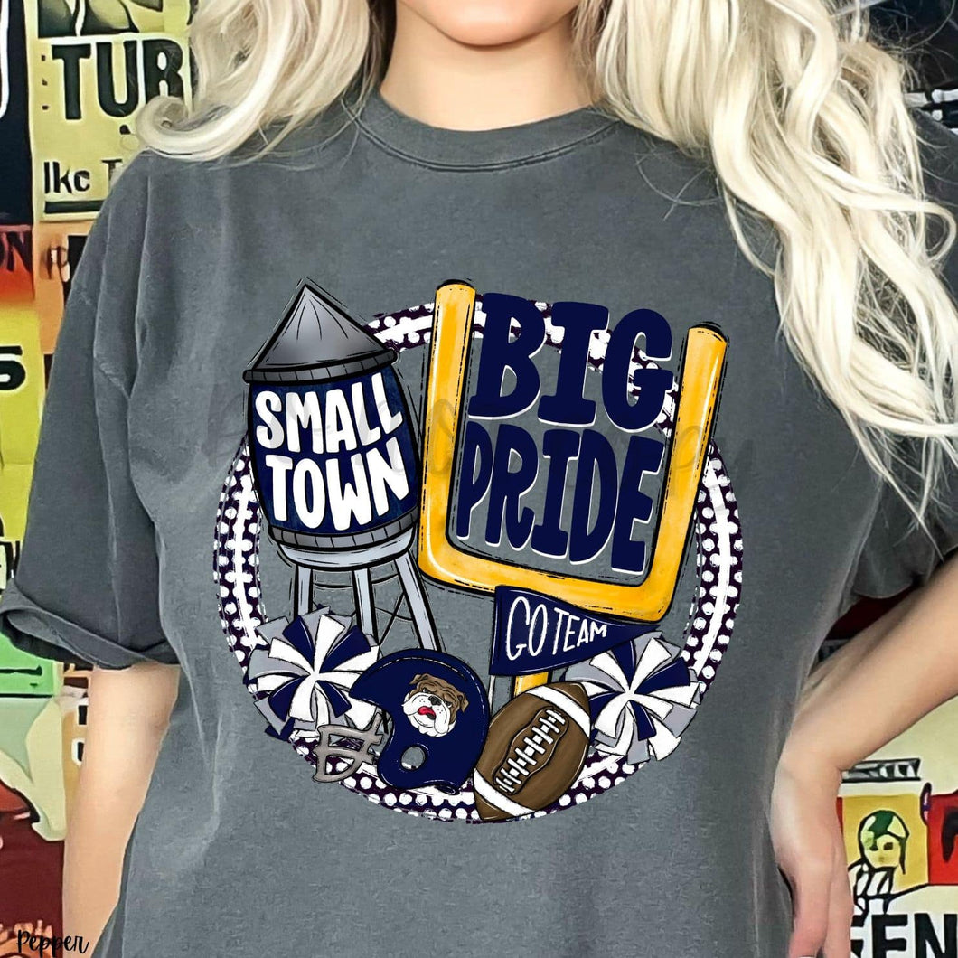 KBD OG Small Town Big Pride Football BULLDOGS Navy, Grey and White