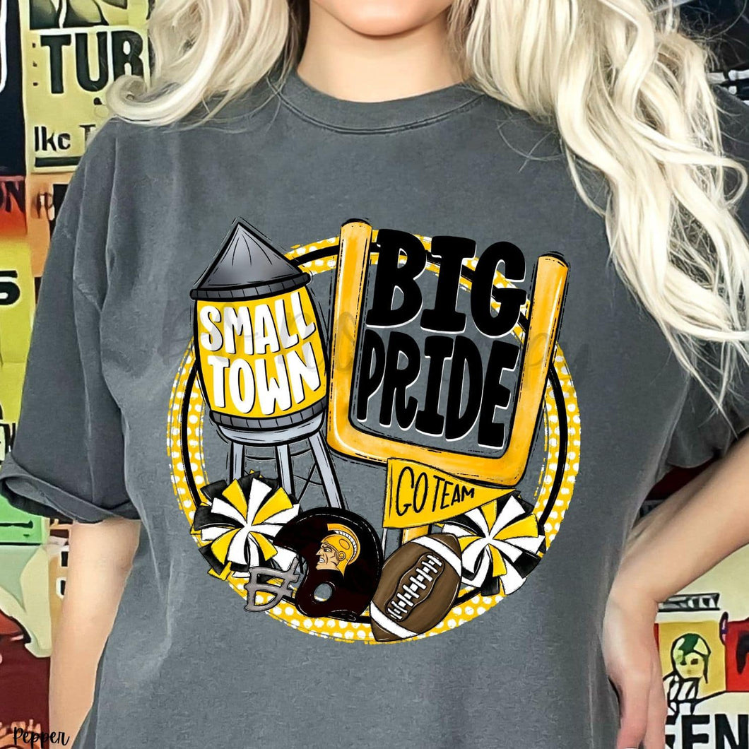 KBD OG Small Town Big Pride Football TROJANS Black and Yellow Gold